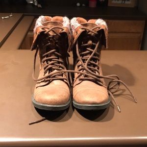 Girls Brown Combat Boots